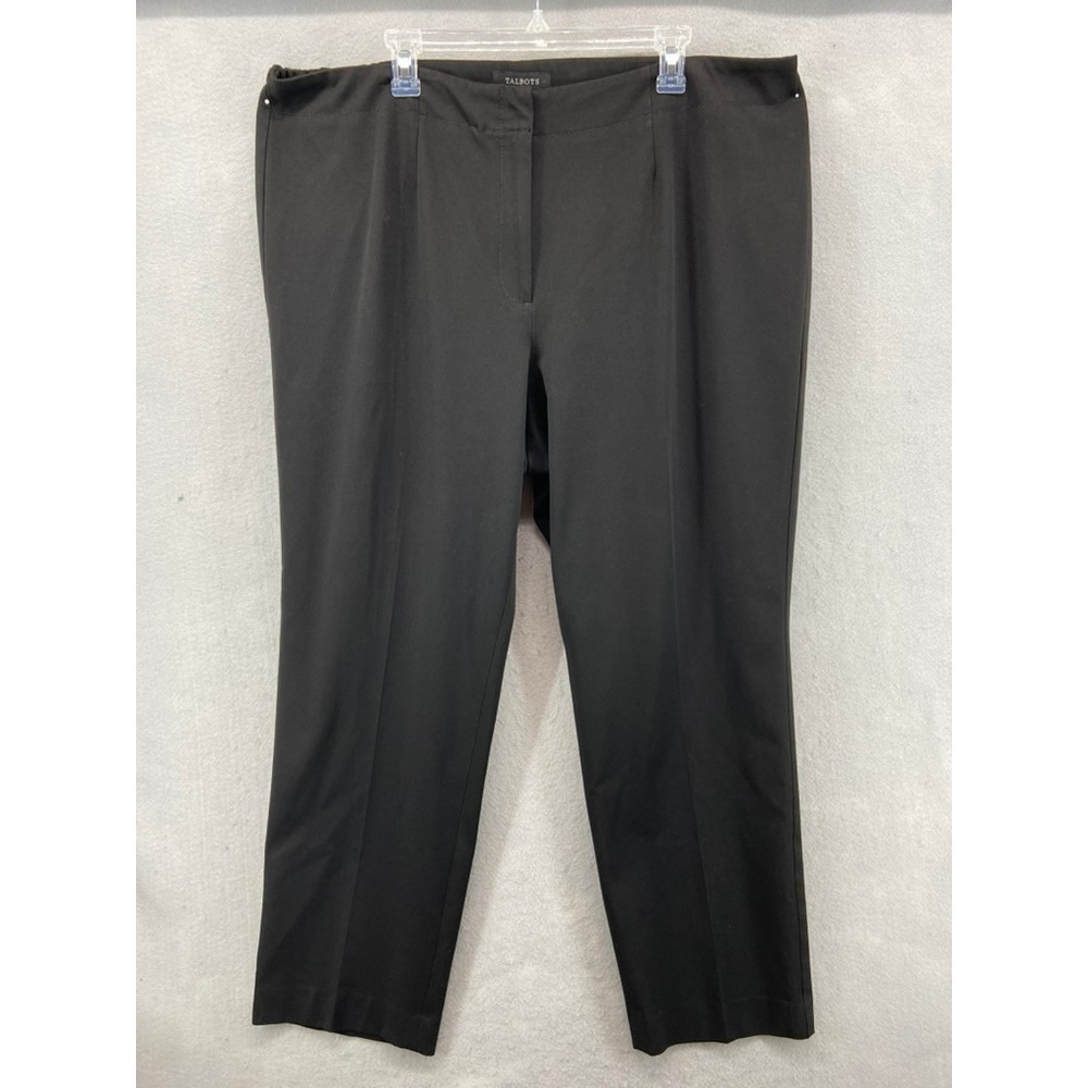 Talbots Dress Pants Women 22W Black Straight Leg High‎ Rise Stretch Career